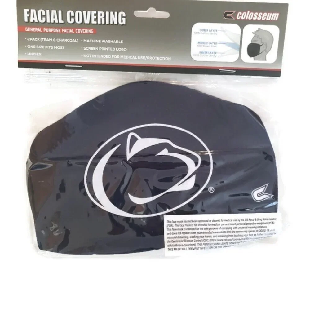 Colosseum NCAA Penn State Nittany Lions Licensed Face Covering 2 Pack Reusable